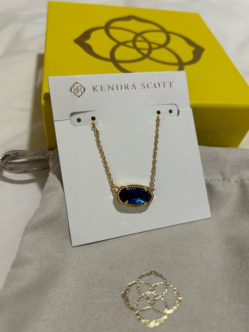 Kendra Scott Blue Elisa Gold Necklace